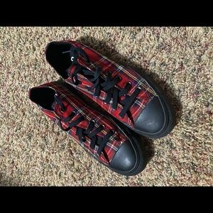Red Plaid Converse Oxfords